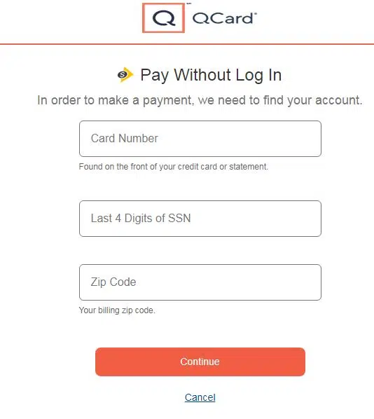 Credit card payments without login